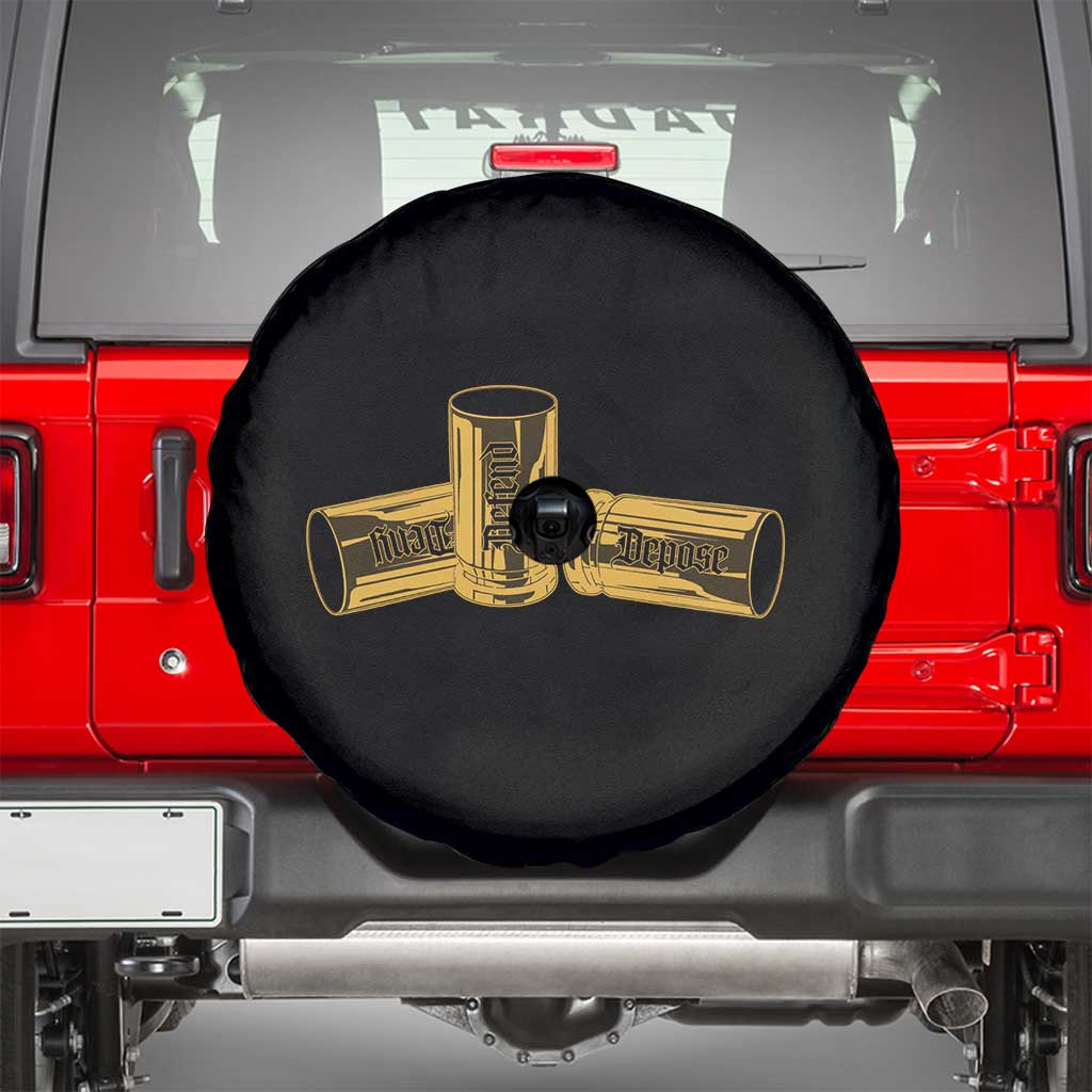 Deny Defend Depose Spare Tire Cover Vintage Bullet Shells TS11 Black Print Your Wear