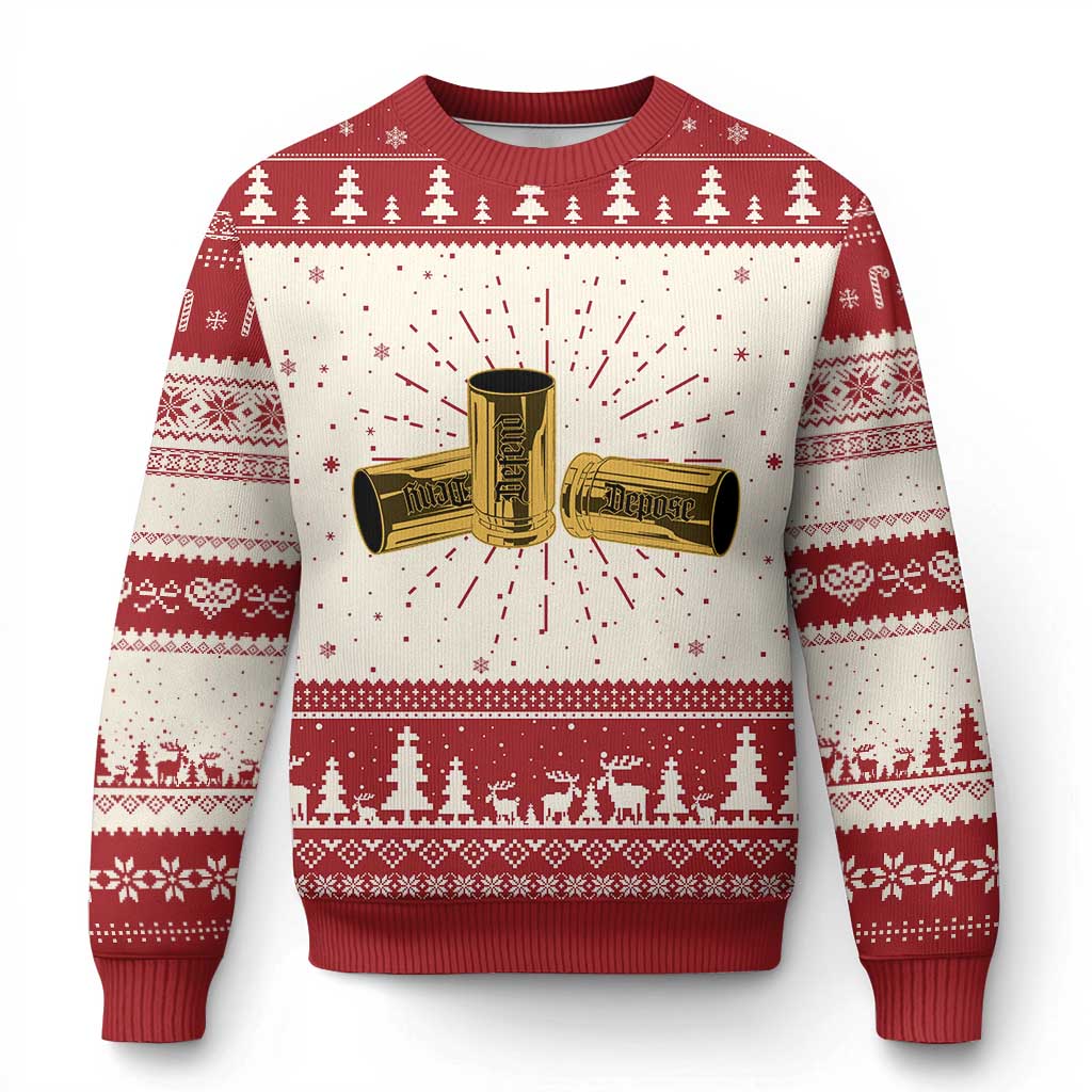 Deny Defend Depose Ugly Christmas Sweater Vintage Bullet Shells TS11 Red Print Your Wear