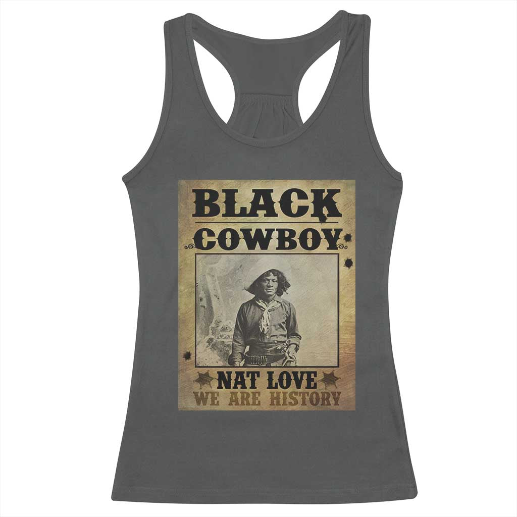 Black Cowboy Nat Love Racerback Tank Top Black History Month TS11 Dark Heather Print Your Wear