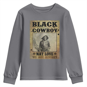 Black Cowboy Nat Love Youth Sweatshirt Black History Month TS11 Charcoal Print Your Wear