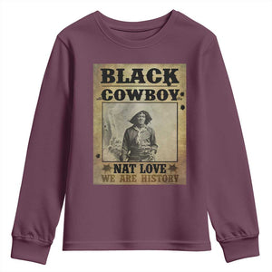 Black Cowboy Nat Love Youth Sweatshirt Black History Month TS11 Maroon Print Your Wear