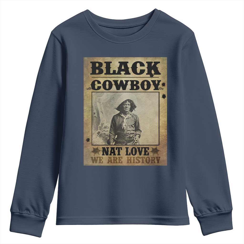 Black Cowboy Nat Love Youth Sweatshirt Black History Month TS11 Navy Print Your Wear
