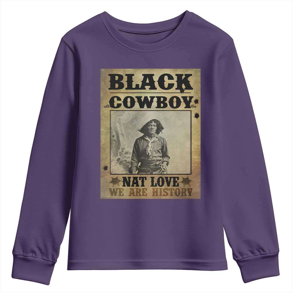 Black Cowboy Nat Love Youth Sweatshirt Black History Month TS11 Purple Print Your Wear