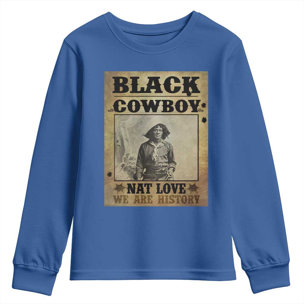 Black Cowboy Nat Love Youth Sweatshirt Black History Month TS11 Royal Blue Print Your Wear