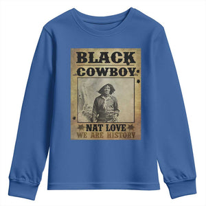 Black Cowboy Nat Love Youth Sweatshirt Black History Month TS11 Royal Blue Print Your Wear