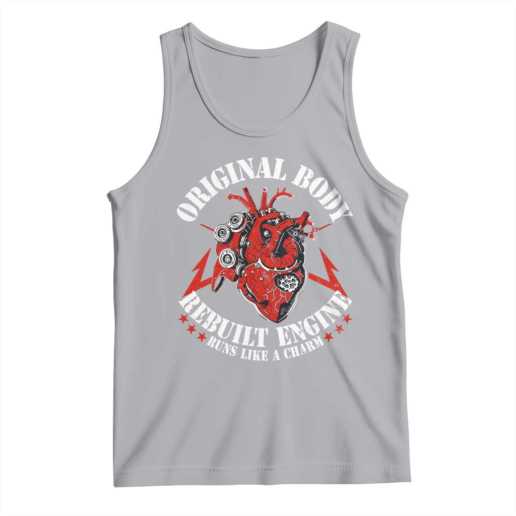 Funny Open Heart Surgery Recovery Survivor Tank Top Original Body Rebuilt Engine Runs Like A Charm TS11 Athletic Heather Print Your Wear