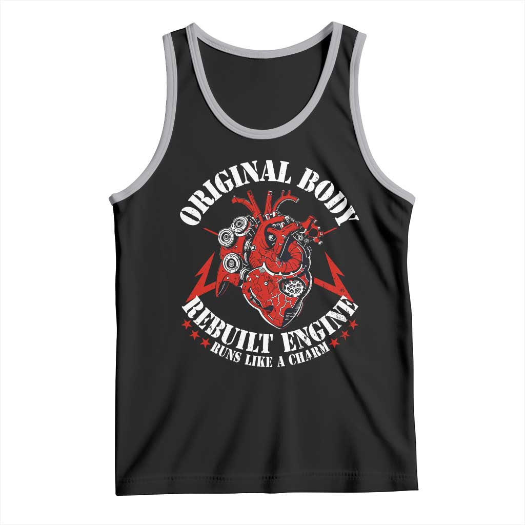 Funny Open Heart Surgery Recovery Survivor Tank Top Original Body Rebuilt Engine Runs Like A Charm TS11 Black Athletic Heather Print Your Wear