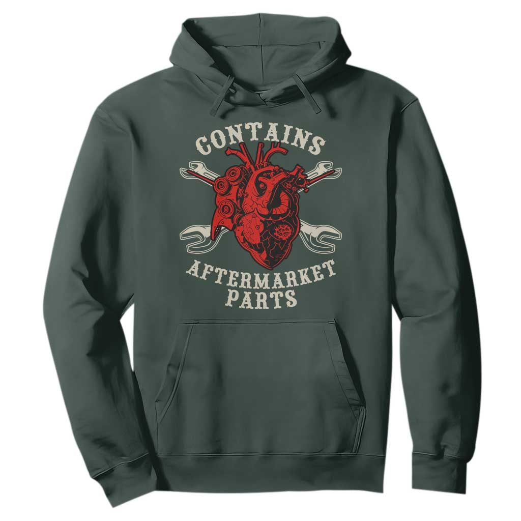 Funny Heart Surgery Hoodie Contains Aftermarket Parts TS11 Dark Forest Green Print Your Wear
