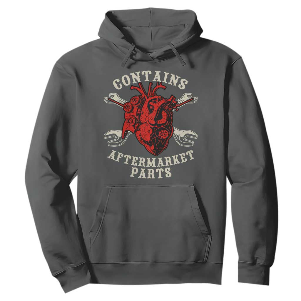 Funny Heart Surgery Hoodie Contains Aftermarket Parts TS11 Dark Heather Print Your Wear