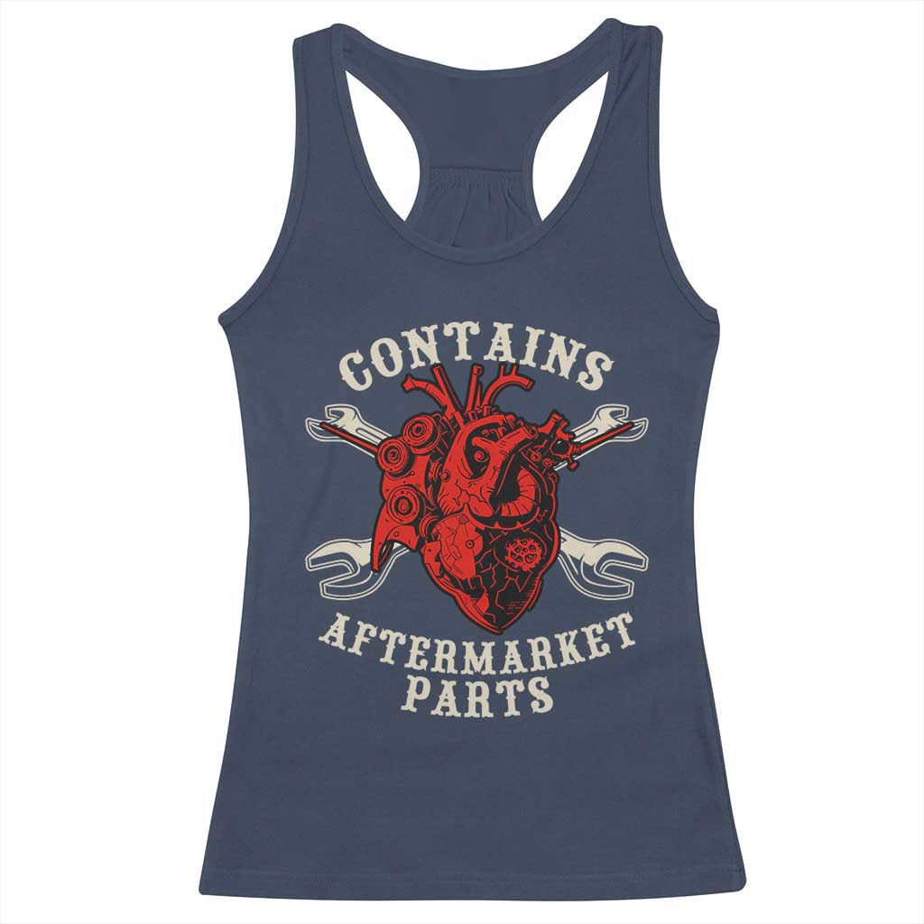 Funny Heart Surgery Racerback Tank Top Contains Aftermarket Parts TS11 Navy Print Your Wear