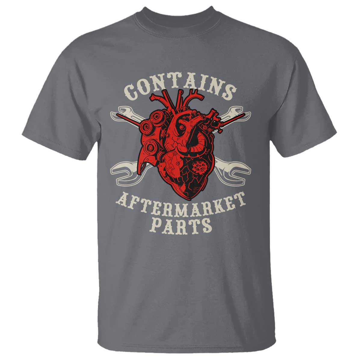 Funny Heart Surgery T Shirt Contains Aftermarket Parts TS11 Charcoal Print Your Wear