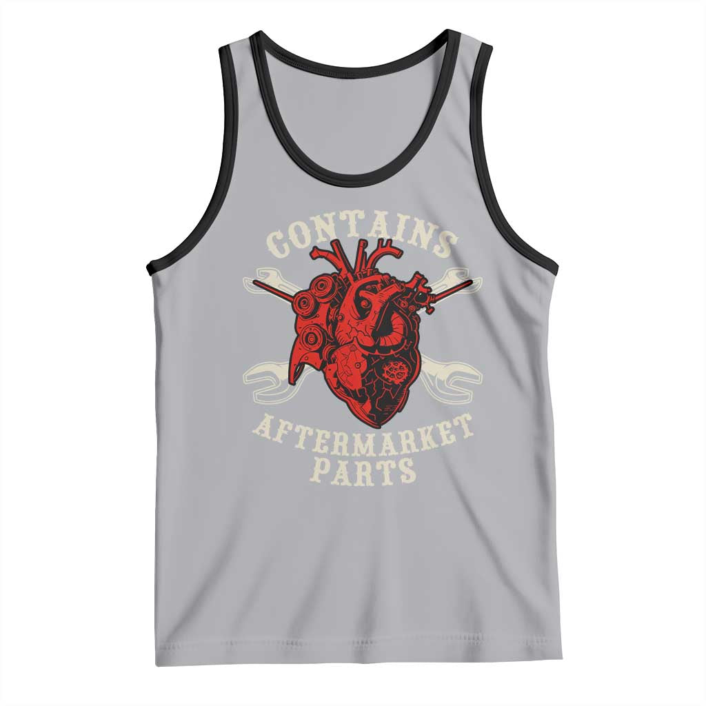 Funny Open Heart Surgery Recovery Survivor Tank Top Contains Aftermarket Parts TS11 Athletic Heather Black Print Your Wear