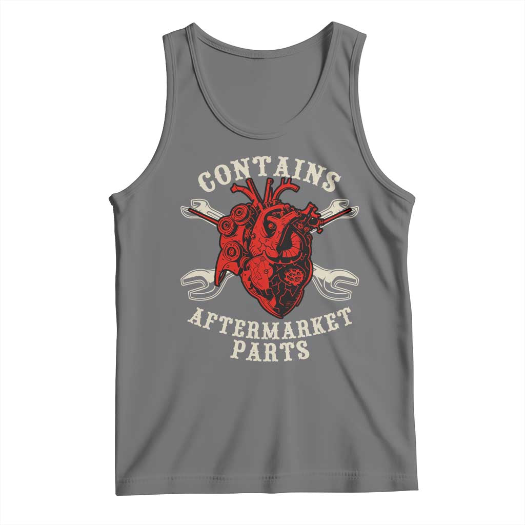 Funny Open Heart Surgery Recovery Survivor Tank Top Contains Aftermarket Parts TS11 Black Heather Print Your Wear