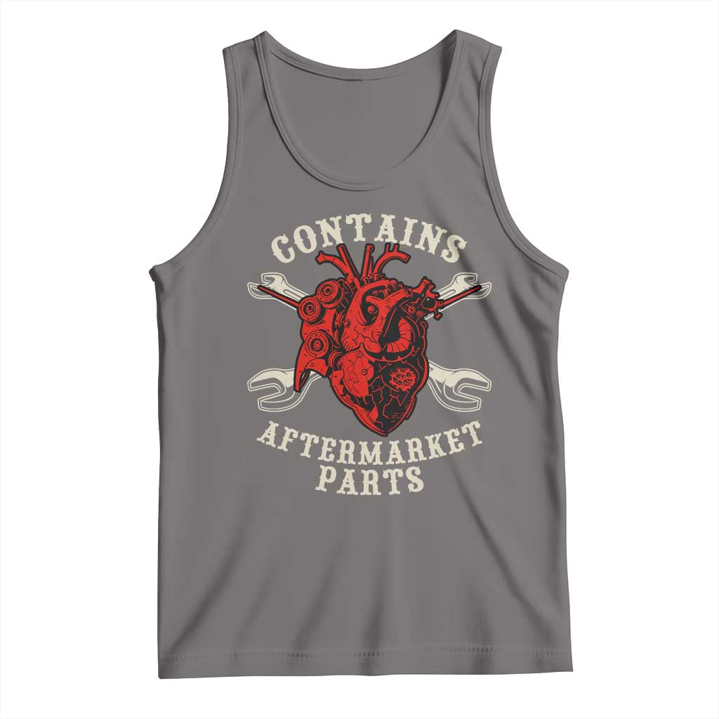 Funny Open Heart Surgery Recovery Survivor Tank Top Contains Aftermarket Parts TS11 Deep Heather Print Your Wear