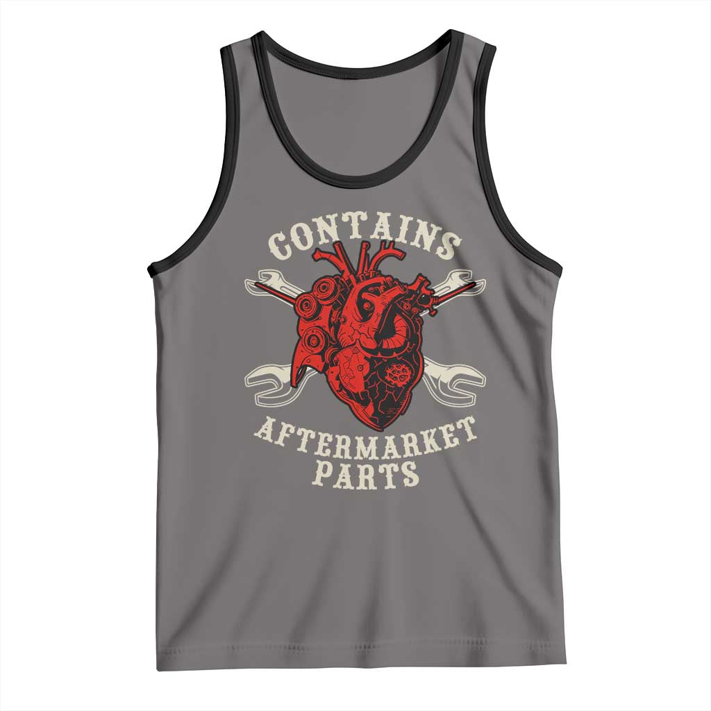 Funny Open Heart Surgery Recovery Survivor Tank Top Contains Aftermarket Parts TS11 Deep Heather Black Print Your Wear