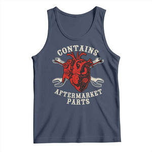 Funny Open Heart Surgery Recovery Survivor Tank Top Contains Aftermarket Parts TS11 Navy Print Your Wear