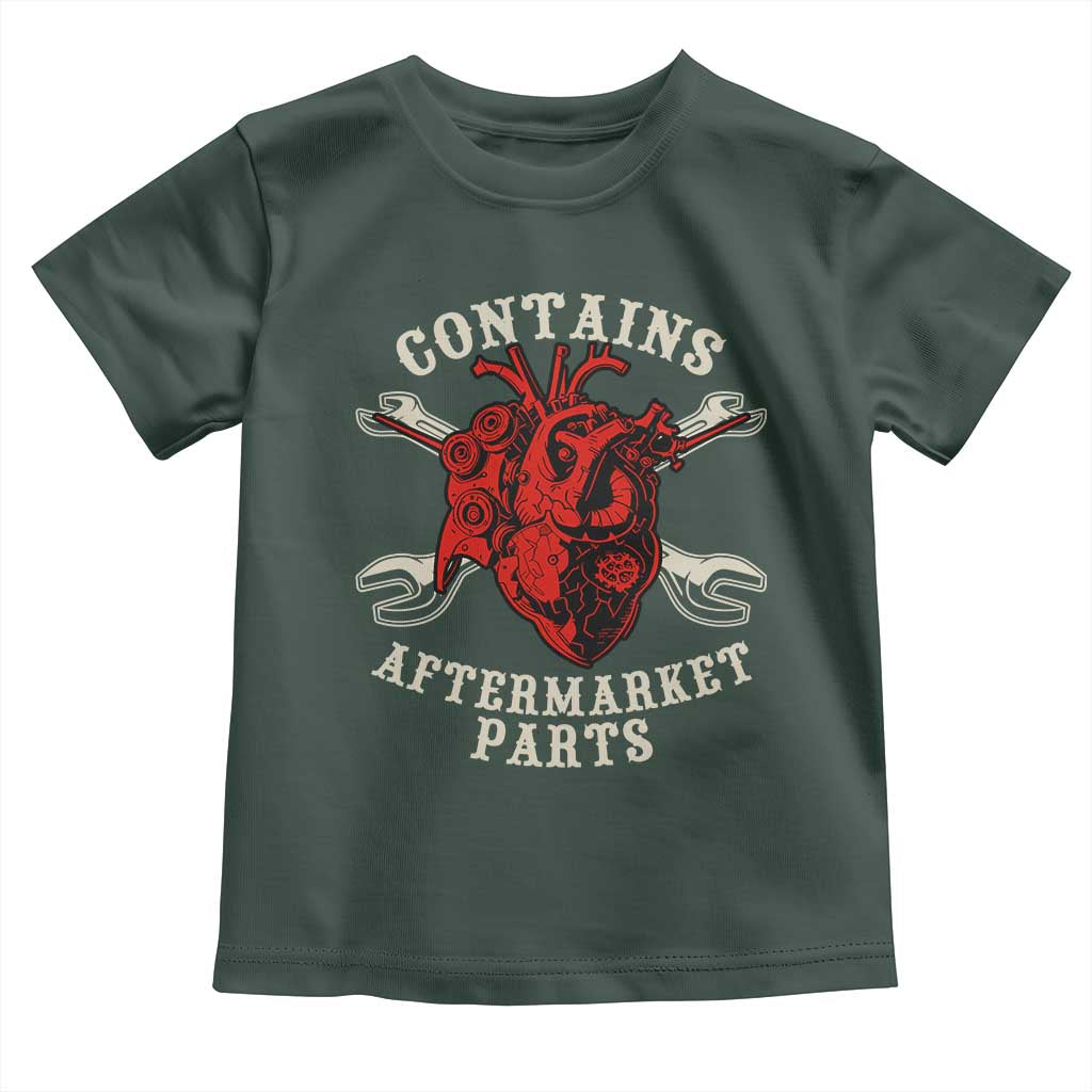 Funny Heart Surgery Toddler T Shirt Contains Aftermarket Parts TS11 Dark Forest Green Print Your Wear