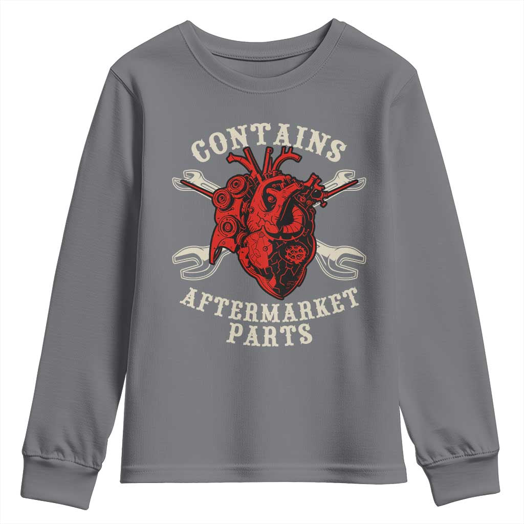 Funny Heart Surgery Youth Sweatshirt Contains Aftermarket Parts TS11 Charcoal Print Your Wear