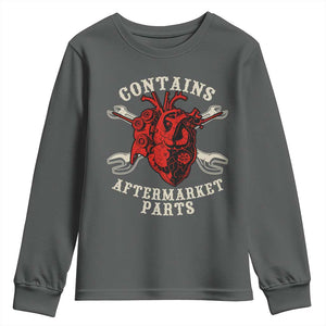 Funny Heart Surgery Youth Sweatshirt Contains Aftermarket Parts TS11 Dark Heather Print Your Wear