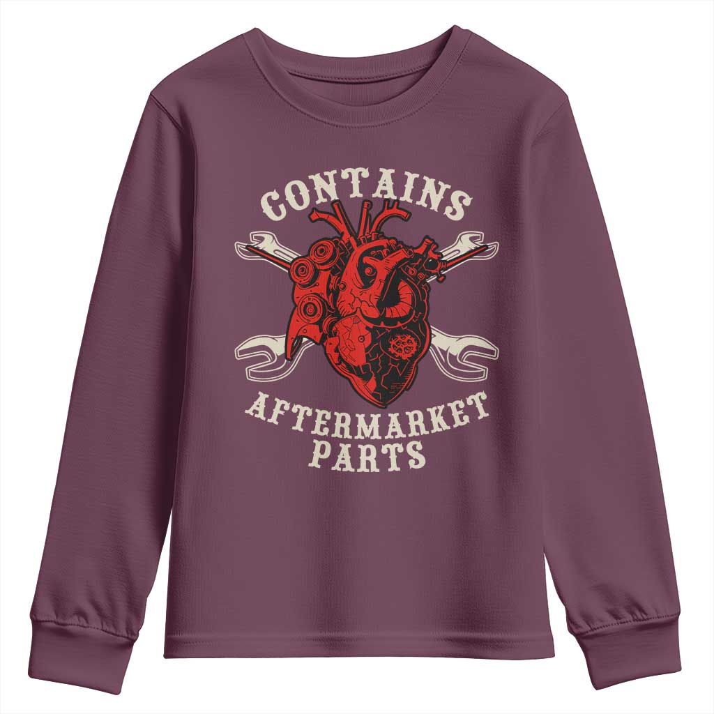 Funny Heart Surgery Youth Sweatshirt Contains Aftermarket Parts TS11 Maroon Print Your Wear