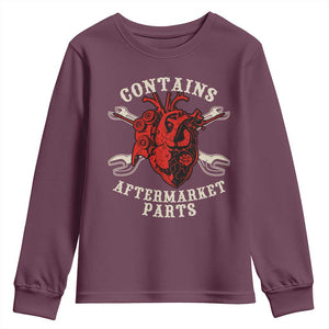 Funny Heart Surgery Youth Sweatshirt Contains Aftermarket Parts TS11 Maroon Print Your Wear