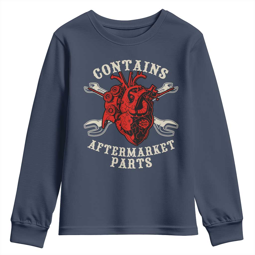 Funny Heart Surgery Youth Sweatshirt Contains Aftermarket Parts TS11 Navy Print Your Wear
