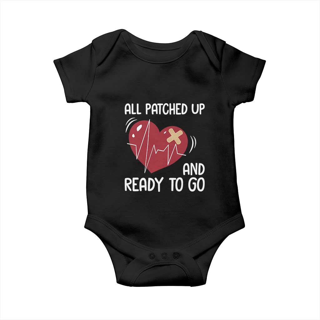 Funny Heart Surgery Recovery Survivor Baby Onesie All Patched Up And Ready To Go CHD Awareness TS11 Black Print Your Wear
