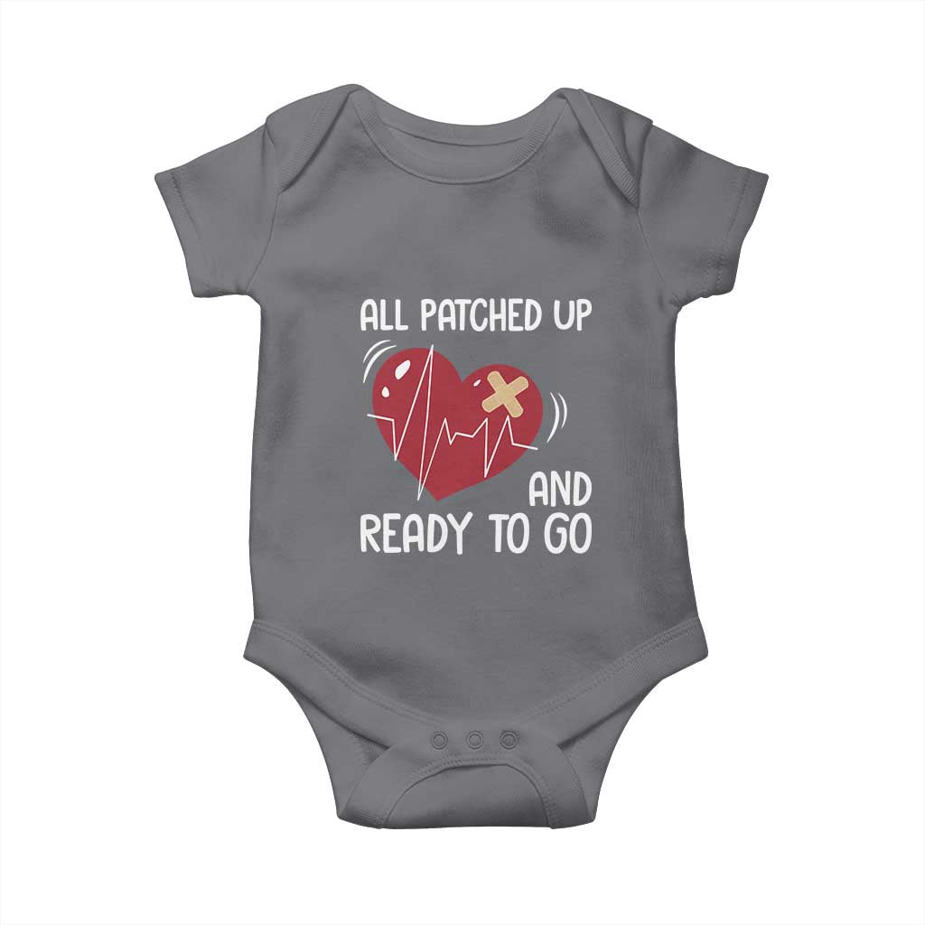 Funny Heart Surgery Recovery Survivor Baby Onesie All Patched Up And Ready To Go CHD Awareness TS11 Charcoal Print Your Wear