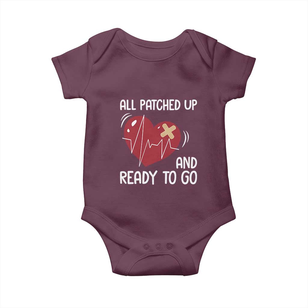 Funny Heart Surgery Recovery Survivor Baby Onesie All Patched Up And Ready To Go CHD Awareness TS11 Maroon Print Your Wear