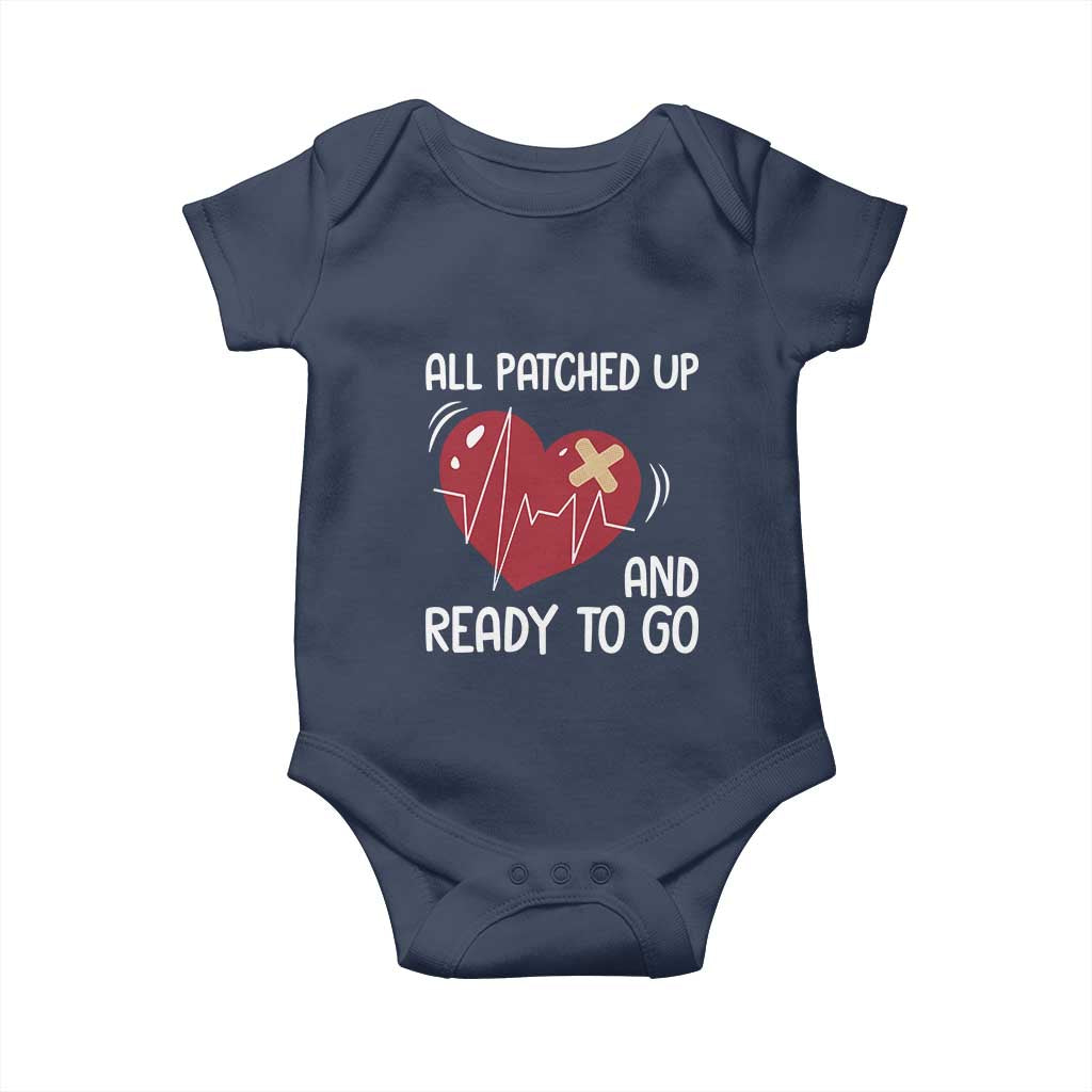 Funny Heart Surgery Recovery Survivor Baby Onesie All Patched Up And Ready To Go CHD Awareness TS11 Navy Print Your Wear