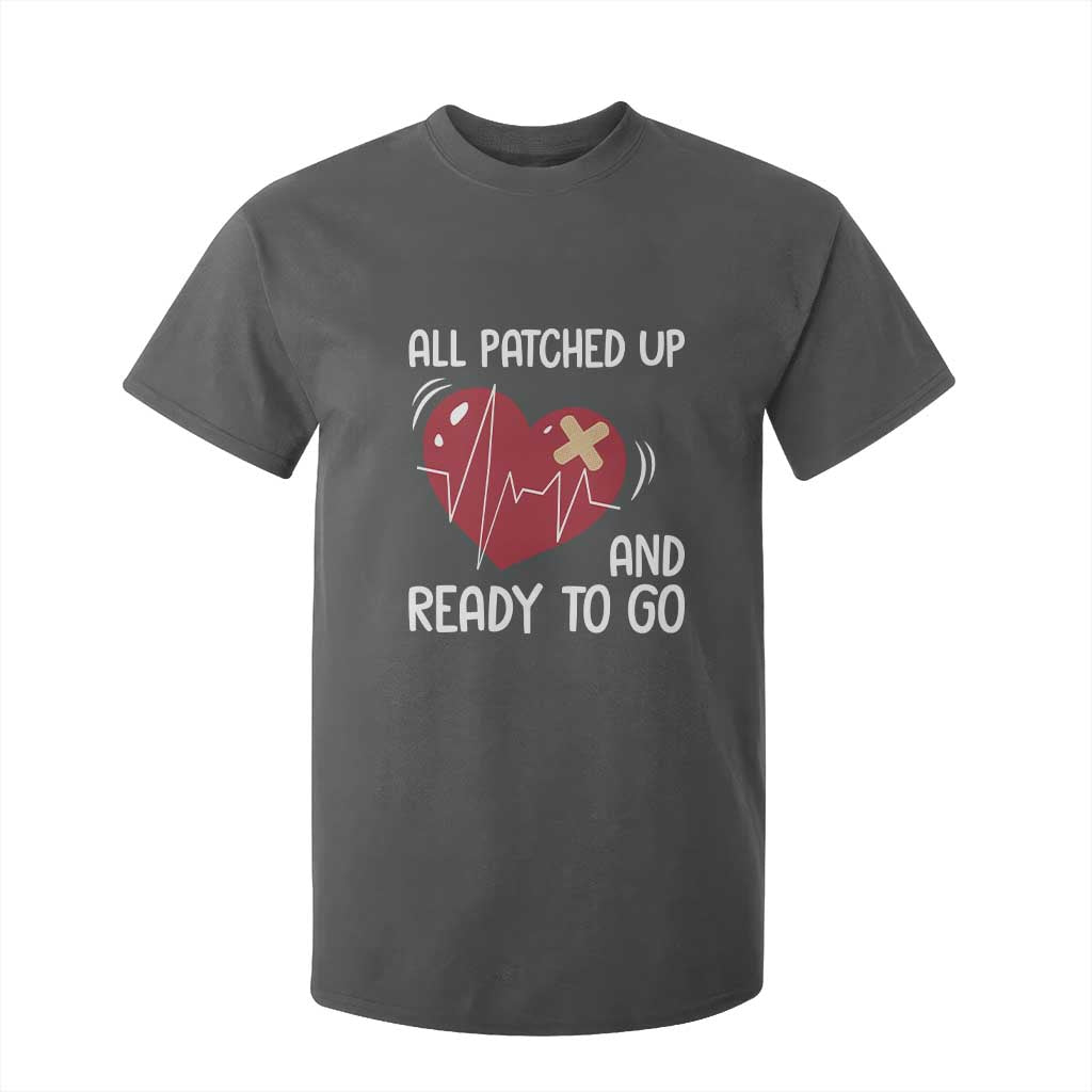 Funny Heart Surgery Recovery Survivor T Shirt For Kid All Patched Up And Ready To Go CHD Awareness TS11 Dark Heather Print Your Wear
