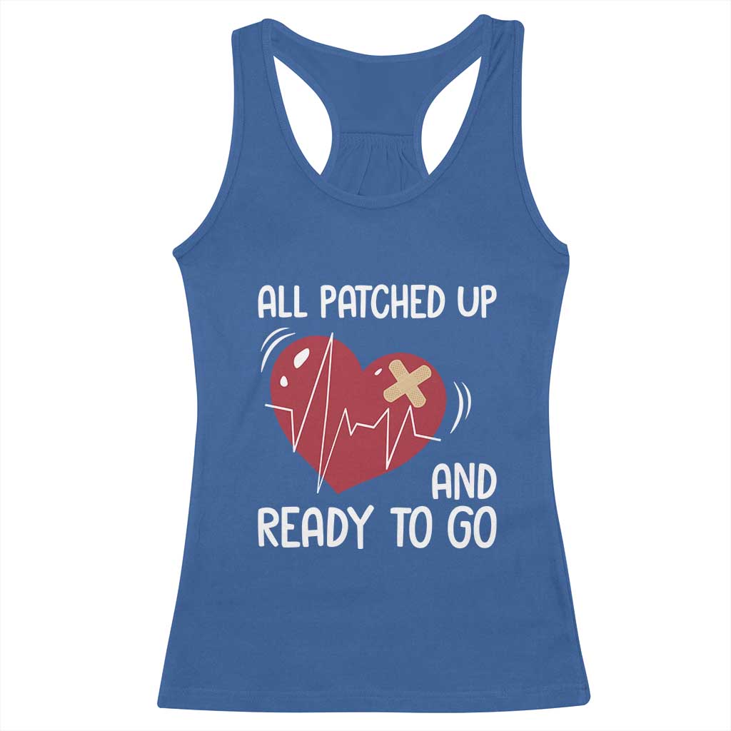 Funny Heart Surgery Recovery Survivor Racerback Tank Top All Patched Up And Ready To Go CHD Awareness TS11 Royal Blue Print Your Wear