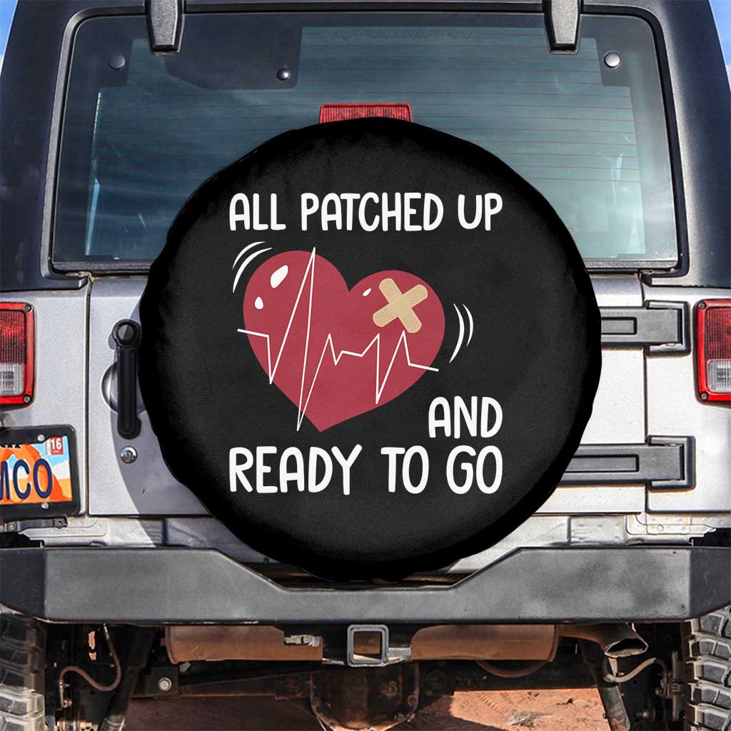 Funny Heart Surgery Recovery Survivor Spare Tire Cover All Patched Up And Ready To Go CHD Awareness TS11 No hole Black Print Your Wear