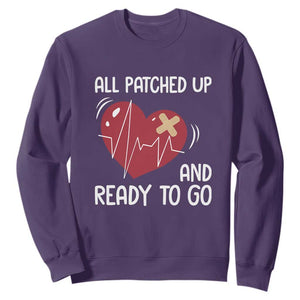 Funny Heart Surgery Recovery Survivor Sweatshirt All Patched Up And Ready To Go CHD Awareness TS11 Purple Print Your Wear