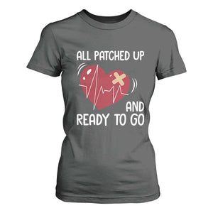 Funny Heart Surgery Recovery Survivor T Shirt For Women All Patched Up And Ready To Go CHD Awareness TS11 Dark Heather Print Your Wear