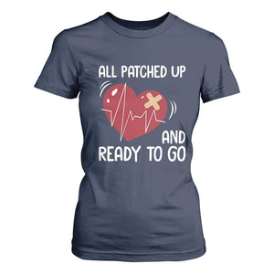 Funny Heart Surgery Recovery Survivor T Shirt For Women All Patched Up And Ready To Go CHD Awareness TS11 Navy Print Your Wear