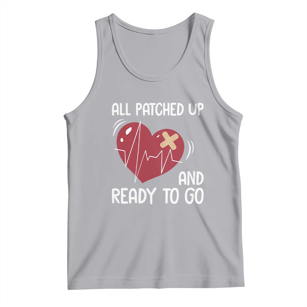 Funny Heart Surgery Recovery Survivor Tank Top All Patched Up And Ready To Go CHD Awareness TS11 Athletic Heather Print Your Wear