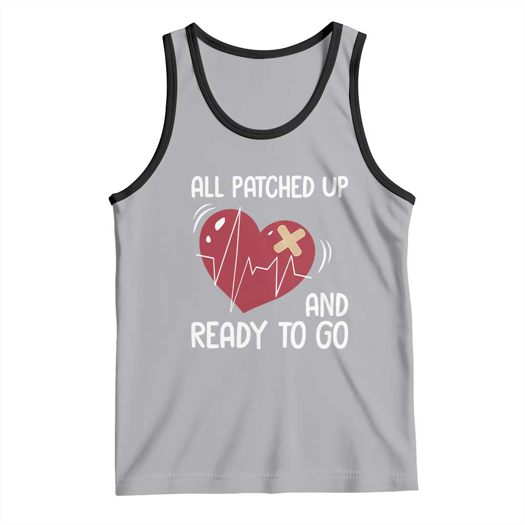 Funny Heart Surgery Recovery Survivor Tank Top All Patched Up And Ready To Go CHD Awareness TS11 Athletic Heather Black Print Your Wear
