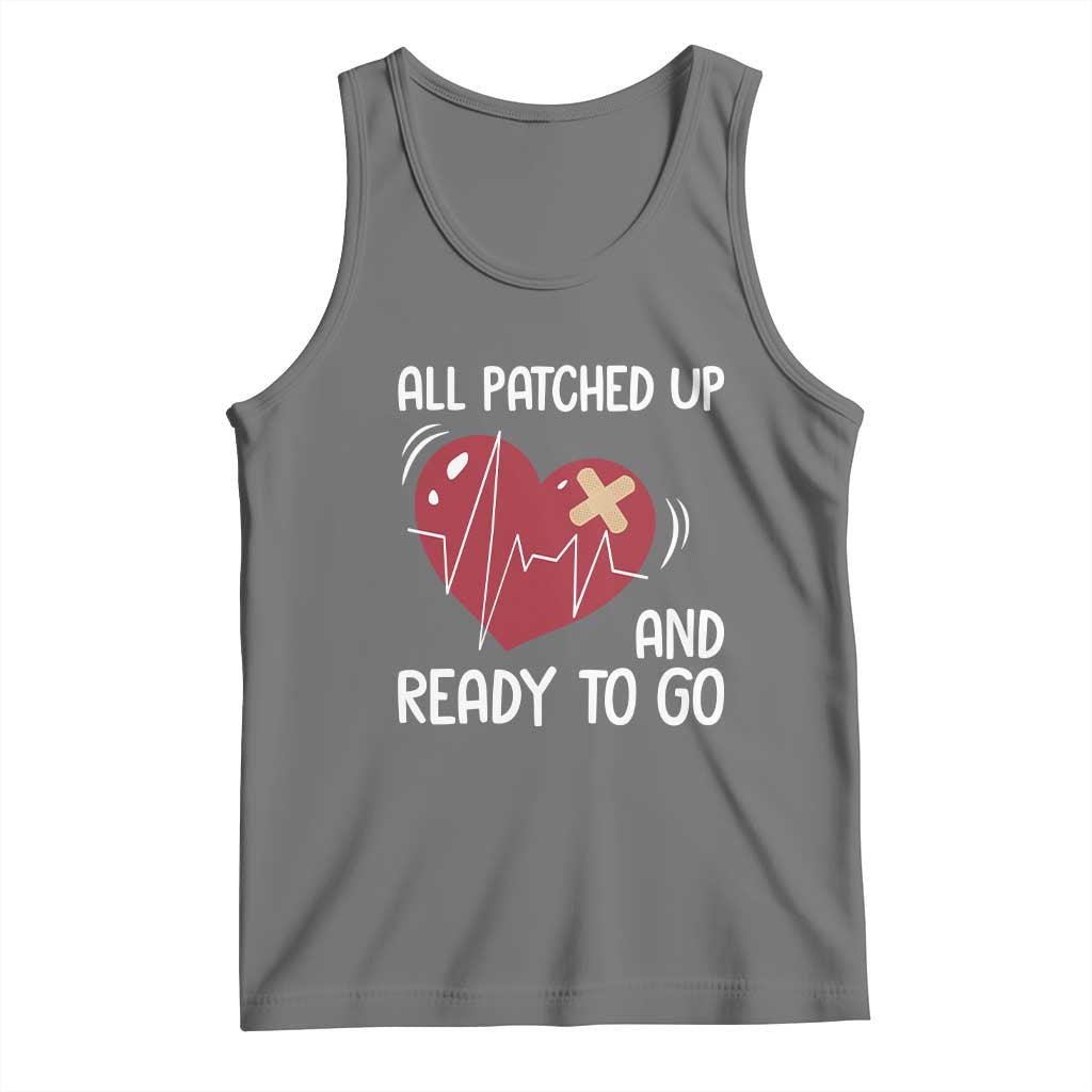 Funny Heart Surgery Recovery Survivor Tank Top All Patched Up And Ready To Go CHD Awareness TS11 Black Heather Print Your Wear