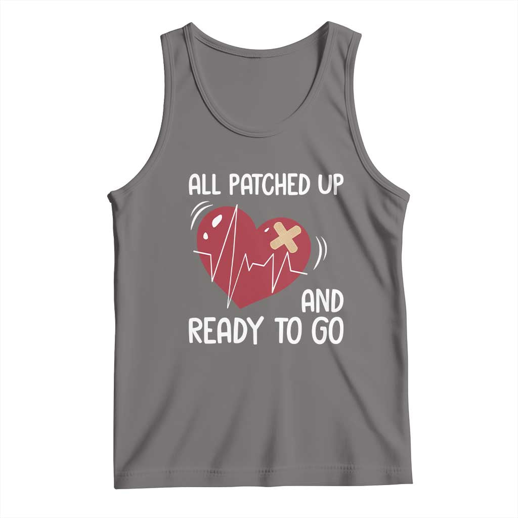 Funny Heart Surgery Recovery Survivor Tank Top All Patched Up And Ready To Go CHD Awareness TS11 Deep Heather Print Your Wear