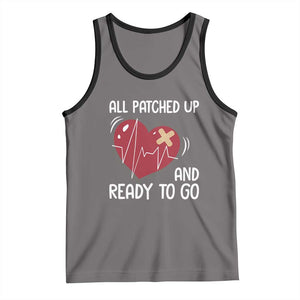 Funny Heart Surgery Recovery Survivor Tank Top All Patched Up And Ready To Go CHD Awareness TS11 Deep Heather Black Print Your Wear