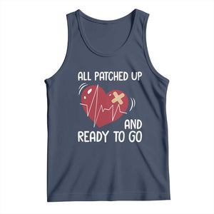 Funny Heart Surgery Recovery Survivor Tank Top All Patched Up And Ready To Go CHD Awareness TS11 Navy Print Your Wear