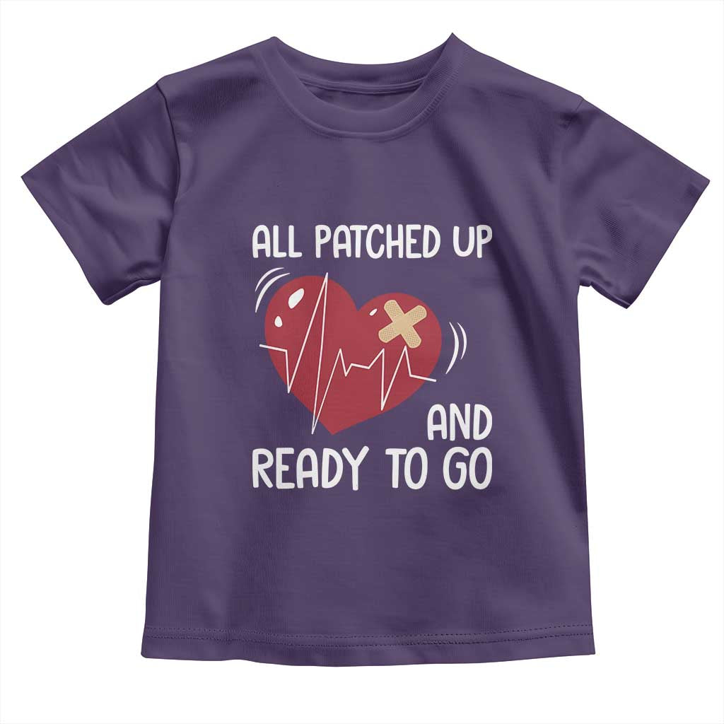 Funny Heart Surgery Recovery Survivor Toddler T Shirt All Patched Up And Ready To Go CHD Awareness TS11 Purple Print Your Wear