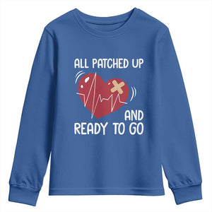 Funny Heart Surgery Recovery Survivor Youth Sweatshirt All Patched Up And Ready To Go CHD Awareness TS11 Royal Blue Print Your Wear