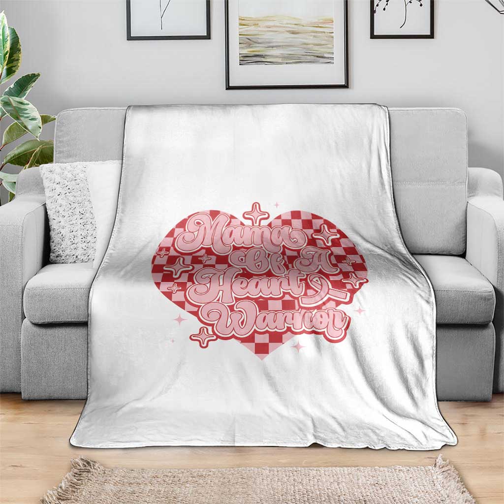Mama Of A Heart Warrior Throw Blanket CHD Awareness Retro Red Checkered Heart TS11 Print Your Wear