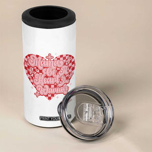 Mama Of A Heart Warrior 4 in 1 Can Cooler Tumbler CHD Awareness Retro Red Checkered Heart TS11 Print Your Wear