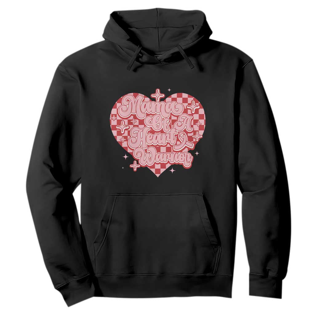 Mama Of A Heart Warrior Hoodie CHD Awareness Retro Red Checkered Heart TS11 Black Print Your Wear