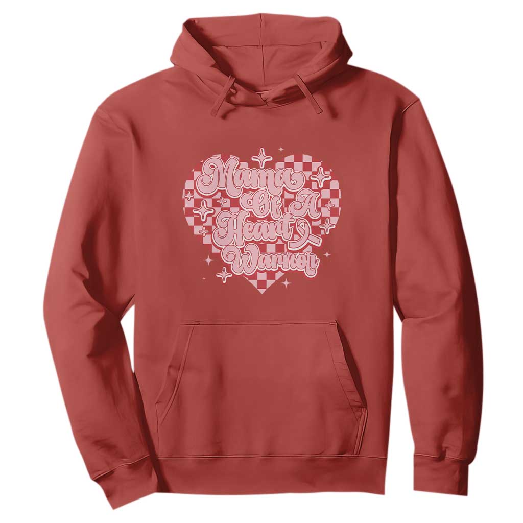 Mama Of A Heart Warrior Hoodie CHD Awareness Retro Red Checkered Heart TS11 Red Print Your Wear