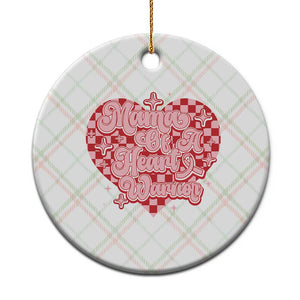 Mama Of A Heart Warrior Ceramic Ornament CHD Awareness Retro Red Checkered Heart TS11 1pc Christmas Plaid Print Your Wear