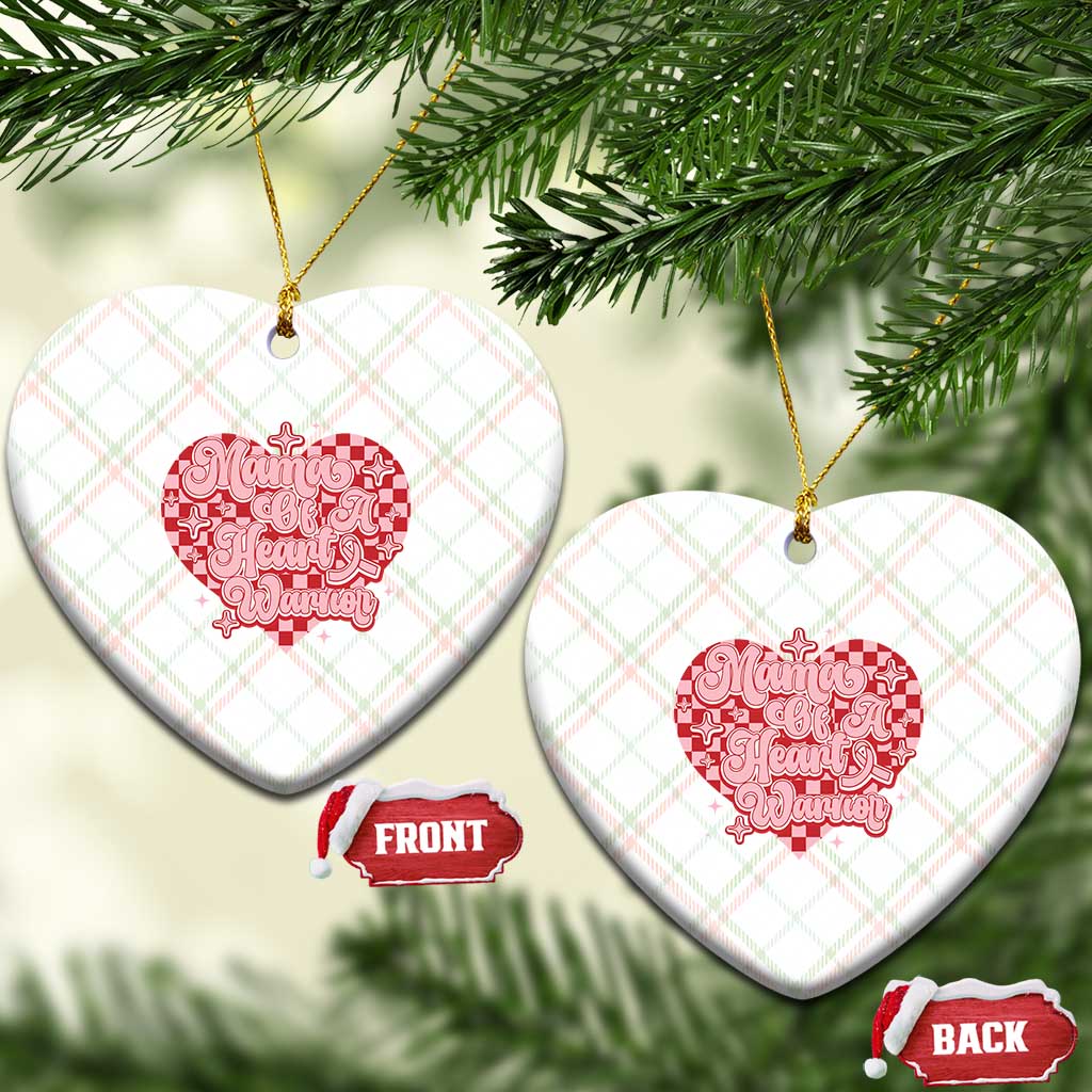 Mama Of A Heart Warrior Ceramic Ornament CHD Awareness Retro Red Checkered Heart TS11 Print Your Wear
